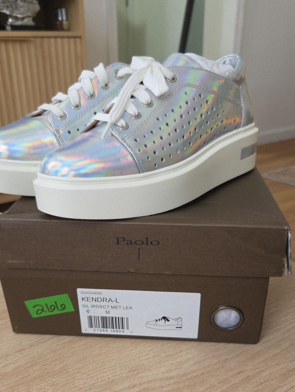 Paolo Holographic Iridescent Platform Sneaker in Silver